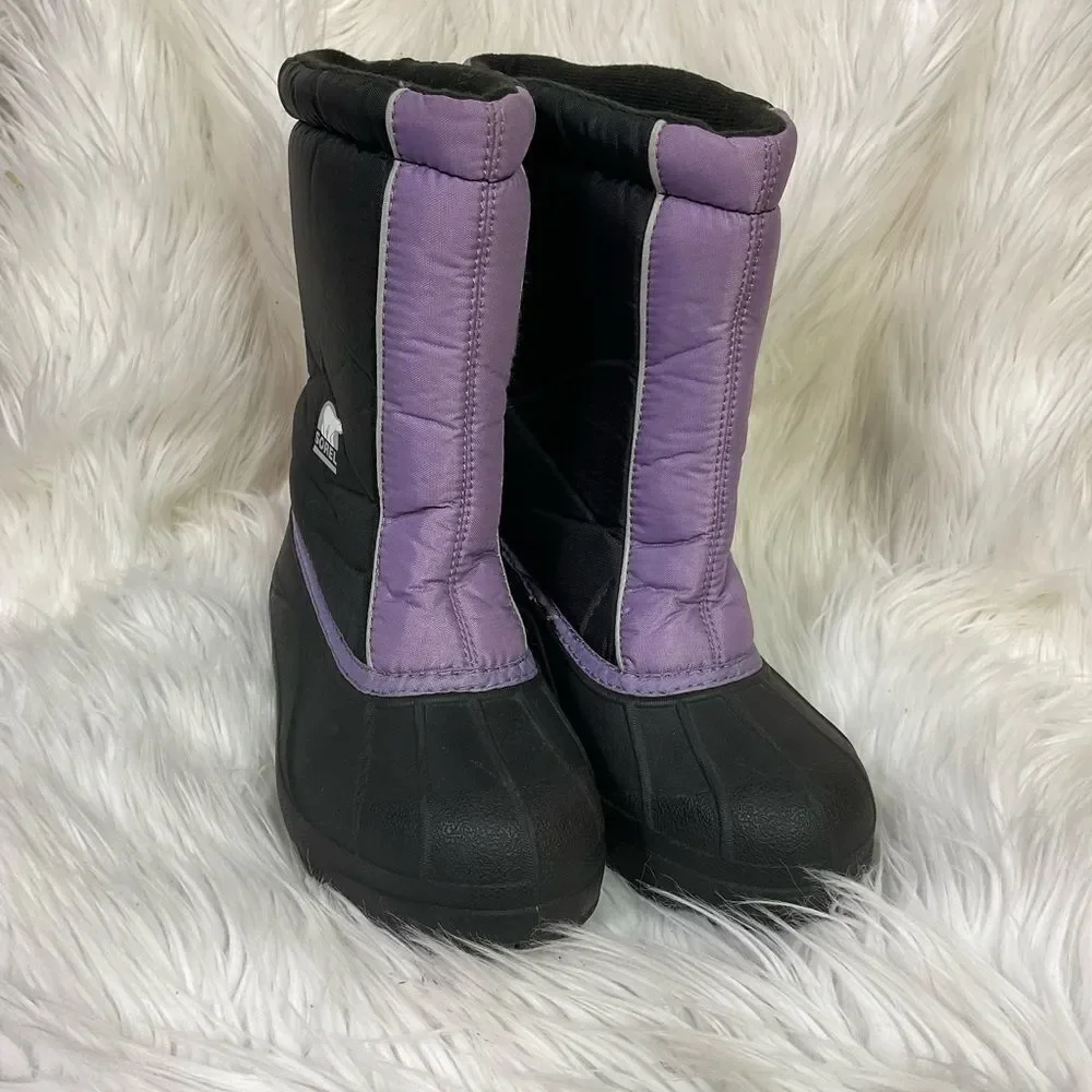 Sorel snow command black purple winter pull on boots 4